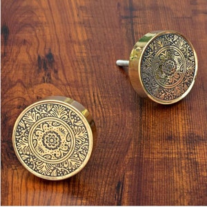 Beautiful and Intricate Gold Brass Knob | Pull Handle | Drawer Knob | Furniture Knob | Cabinet Knob | Gold | Brass Handle