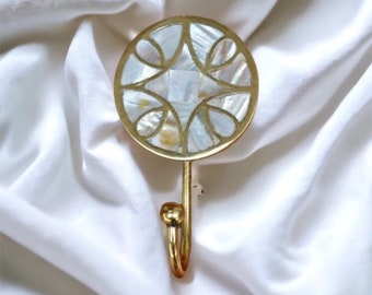 Beautiful Luxe Brass Hook | Beautiful Coat Hook | Wall Hanger | Luxe Hook | Gold Coat Hook | Mother of Pearl Hook