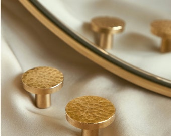 Beautiful Round Brass Knob | Hammer Brass | Solid Brass Knob | Cabinet Knob | Drawer Knob | Brass Handle