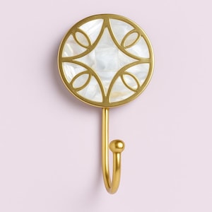 Beautiful Luxe Brass Hook | Beautiful Coat Hook | Wall Hanger | Luxe Hook | Gold Coat Hook | Mother of Pearl Hook | New Home Gift