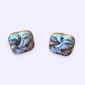 Beautiful Bird Ceramic Stone Brass Knob | Pull Handle | Drawer Knob | Furniture Knob | Cabinet Knob | Gold | Brass Handle