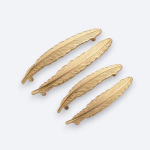 Long Feather Shaped Handle | Beautiful Handle | Drawer Handle | Brass Knob | Kitchen Cabinet Handle | Brushed Gold | Brass Handle