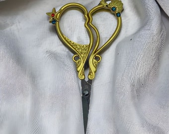 Beautiful Vintage Crystal Scissors | Decorative Scissors | Crafting Scissors | Gold Scissors | Embroidery Scissors | Sewing Scissors