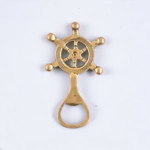Brass Ship Wheel Bottle Opener