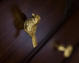 Beautiful Brass Gold Bird Knob | Kitchen Cabinet Knob | Drawer Knob | Furniture Knob | Cabinet Knob | Gold | Pull Handle
