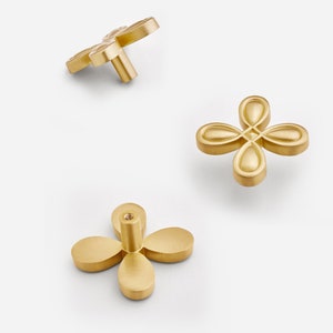 Beautiful Four Leaf Clover Brass Knob | Kitchen Cabinet Knobs | Drawer Knob | Furniture | Cabinet Knob | Gold | Brass Handle | Pull Handle