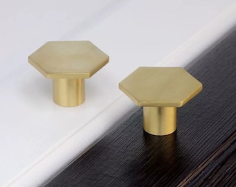 Hexagon Brass Knob | Kitchen Cabinet Knob | Brass Knob | Hexagon Sollid Brass Knob |  Beautiful Knob |  Brass Handle | Door Knob