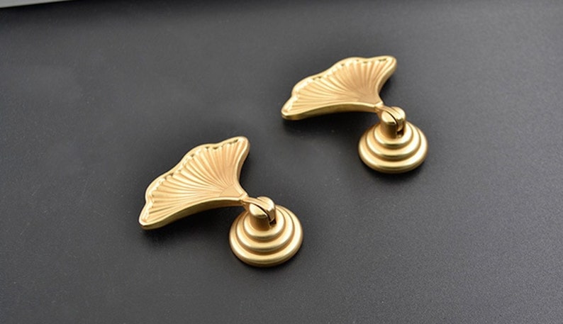 Beautiful Leaf Gold Knob Kitchen Cabinet Knob Drawer Knob Furniture Knob Cabinet Knob Gold Pulls Handles image 3