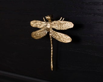 vintage Dragonfly poignée en laiton | Poignée de tirage | Poignée de tiroir | de porte | Poignée de placard | Poignée de cuisine