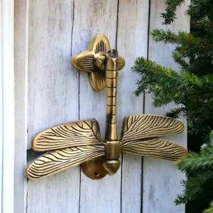 Dragonfly Door Knocker | Beautiful Aged Brass Door Knocker | Vintage Door Knocker