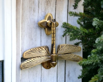 Dragonfly Door Knocker | Beautiful Aged Brass Door Knocker | Vintage Door Knocker