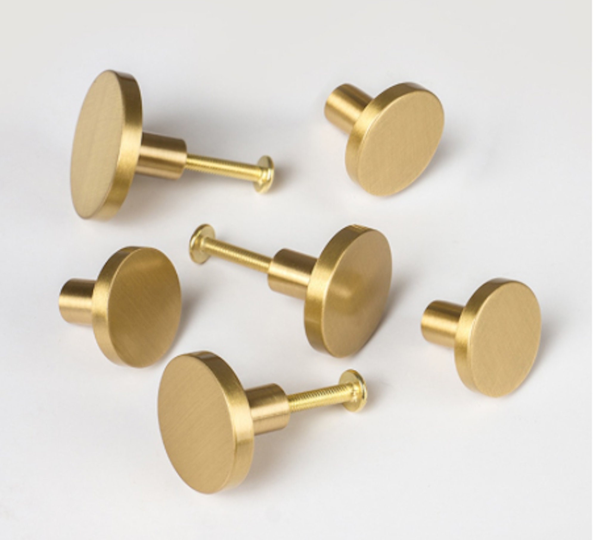 Minimalist Round Brass Knob Kitchen Knob Drawer Etsy