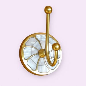 Beautiful Swirl Luxe Brass Hook | Beautiful Towel Hook | Wall Hanger | Luxe Hook | Gold Coat Hook | Mother of Pearl Hook
