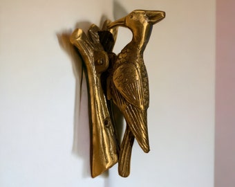 Woodpecker Door Knocker | Beautiful Aged Brass Door Knocker | Vintage Door Knocker