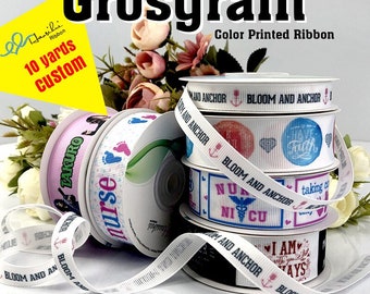 10 yards Customized Grosgrain Ribbon Multicolor Printing