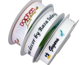 Custom Printed Grosgrain Ribbon: Personalized Logo, Wedding Favors (50 Yards)