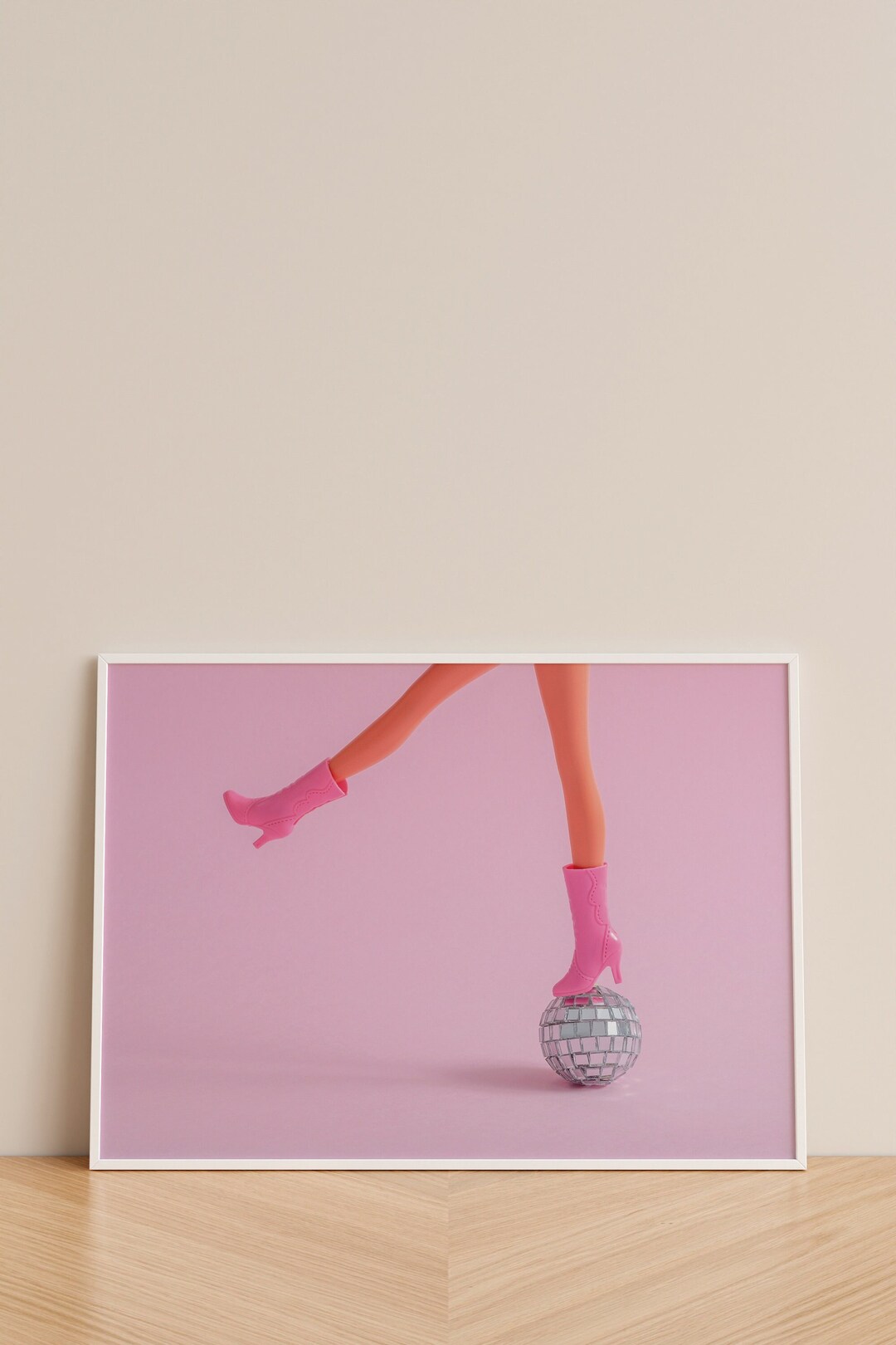 Barbie Disco Ball Print, Barbie Retro Poster, Pink, Preppy Pink Prints, Barbie Doll Art