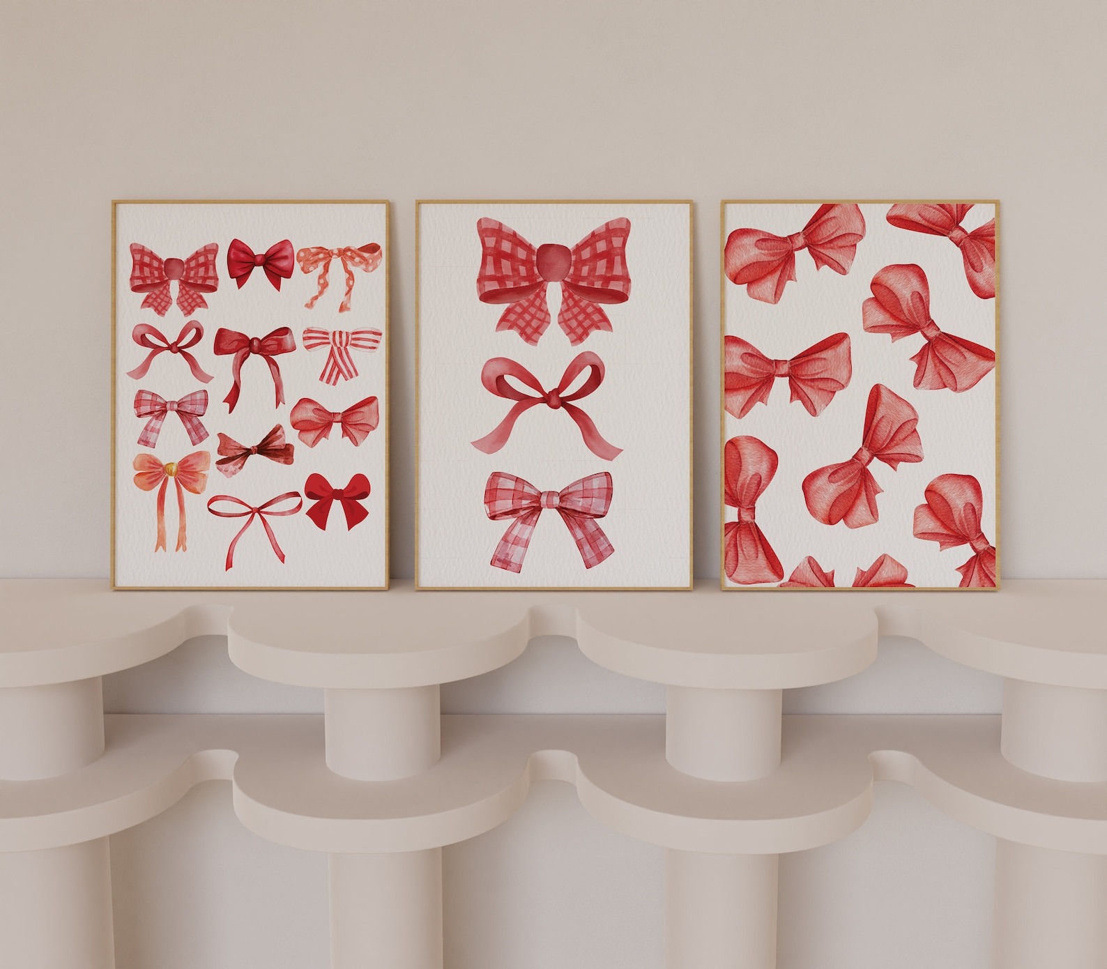 Red Trendy Wall Art, Red Bow Printable, Coquette Pink Bow Bedroom Decor ...