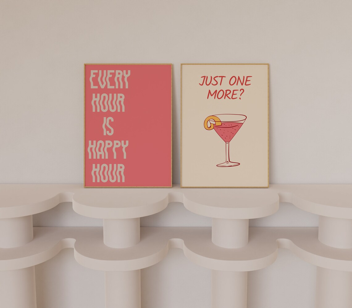 Trendy Bar Wall Decor, Home Decor Bar Cart, Cocktail Wall Art, Drinks