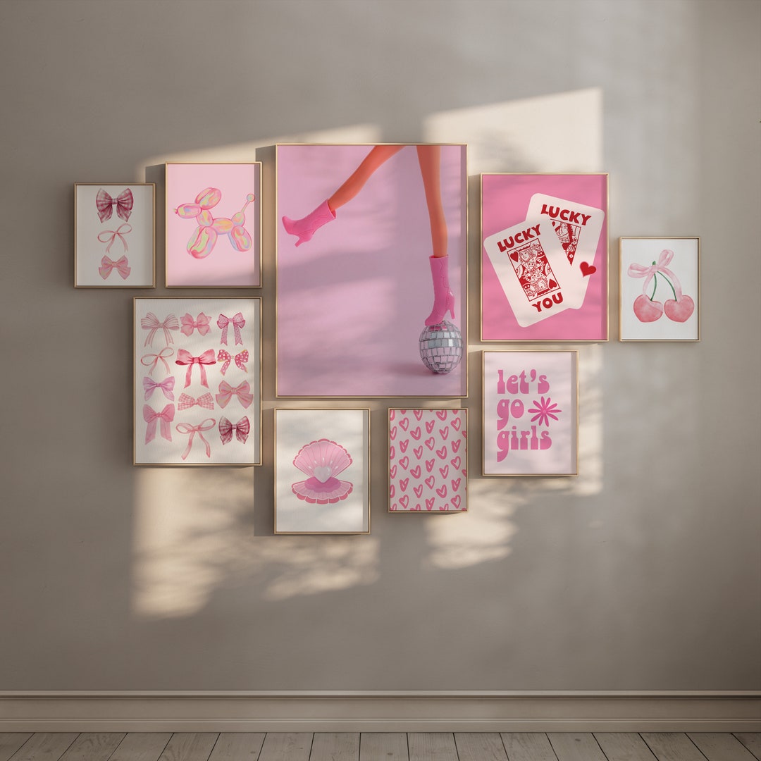 Pink Wall Art Print Preppy, Pink Room Decor, Girls Bedroom Pink ...