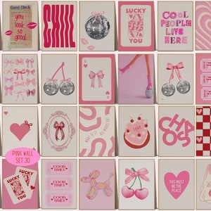 30 pink print BUNDLE, Pink Preppy Gallery Wall Set, Pink Gallery Wall Set, Pink Maximalist Wall Art, Trendy Coquette Y2K Bundle, Pink Art