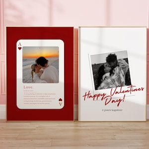 Set regalo personalizzato per San Valentino, decorazione murale con definizione d'amore, stampa di biglietti fotografici personalizzati per coppie, regalo di San Valentino per lei, regalo romantico per la moglie,
