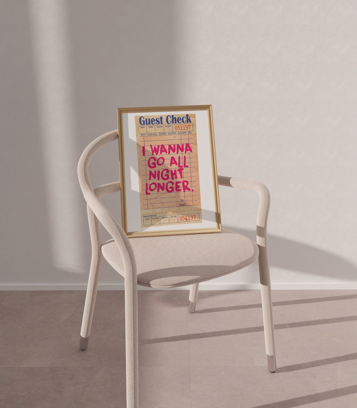 Guest Check Wall Art, Guest Check Poster, Guest Check Art, Bar Cart