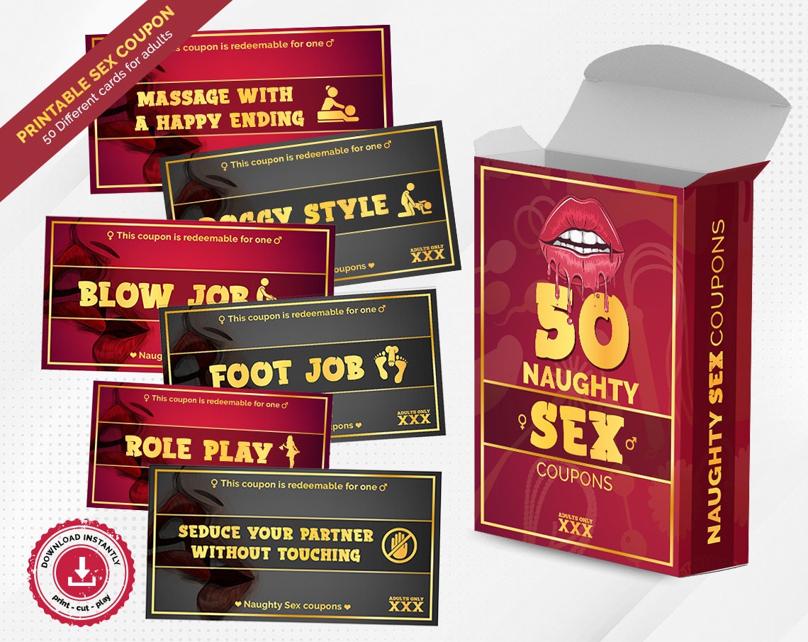 Printable Naughty Sex Coupons With Box 50 Kinky Sex Cards Etsy