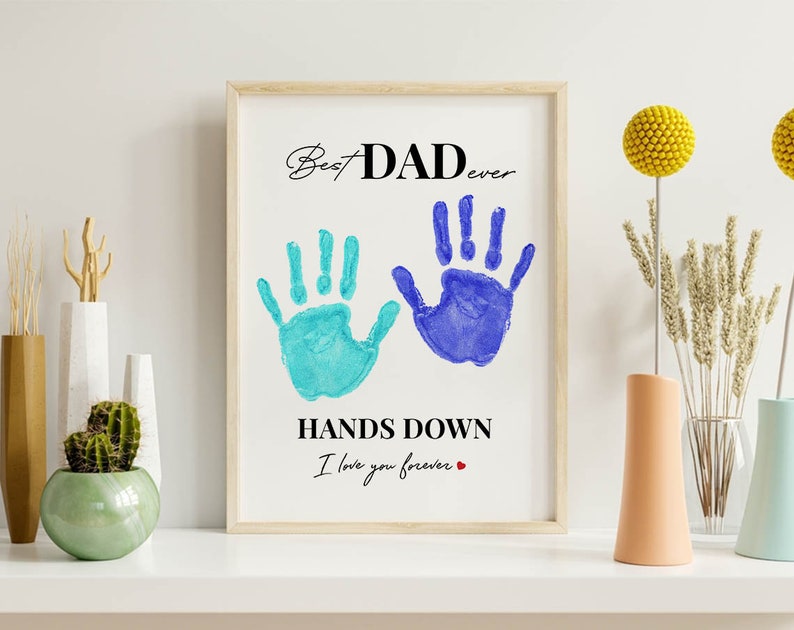 Best Dad Hands Down Printable Handprint Card for Preschool - Etsy