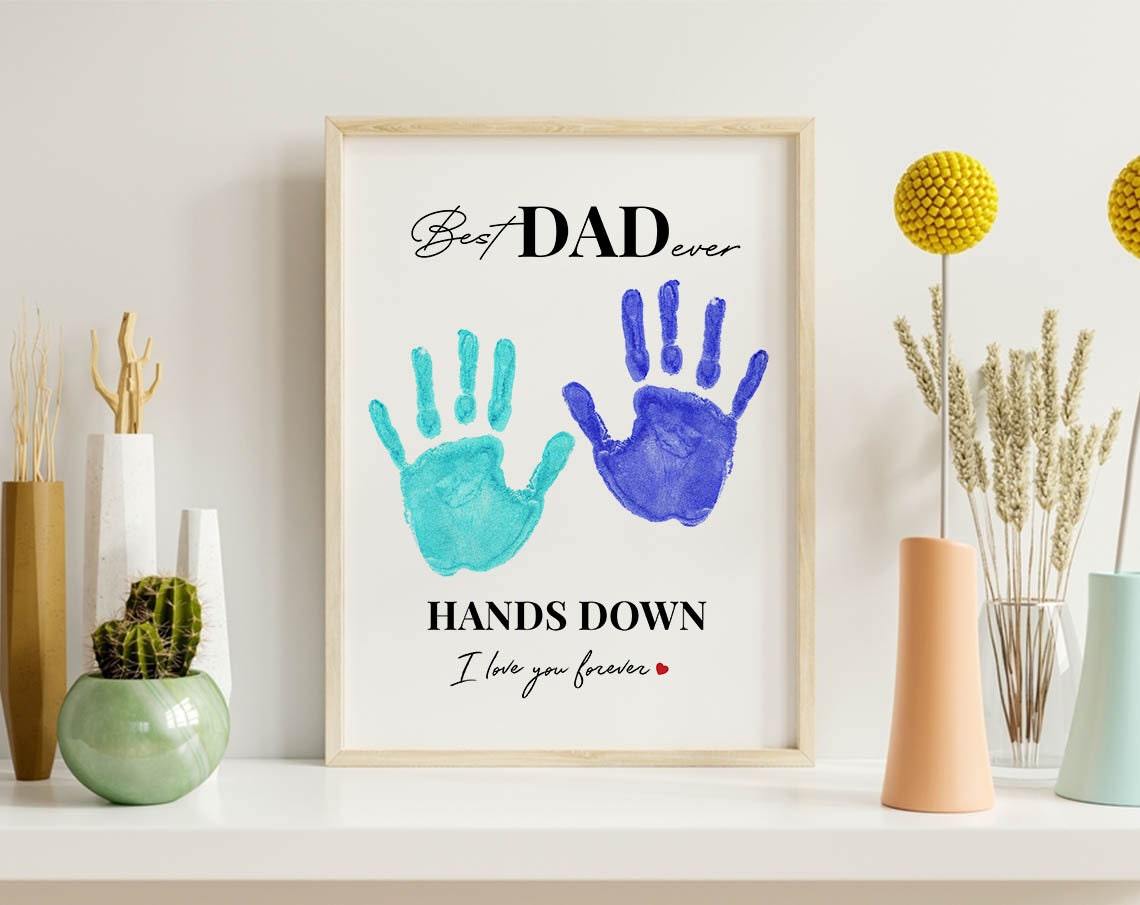 Best Dad Hands Down Printable Handprint Card for Preschool Etsy