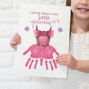 Printable First Fathers Day Keepsake Gift, Handprint Craft From Daughter, Little Princess Handprint Card Preschool Activities