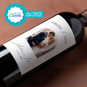 Editable Wedding Wine Bottle Label Template, Celebrate to Wedding Wine Bottle Sticker Template, Custom Wedding Photo Champagne Label Favor