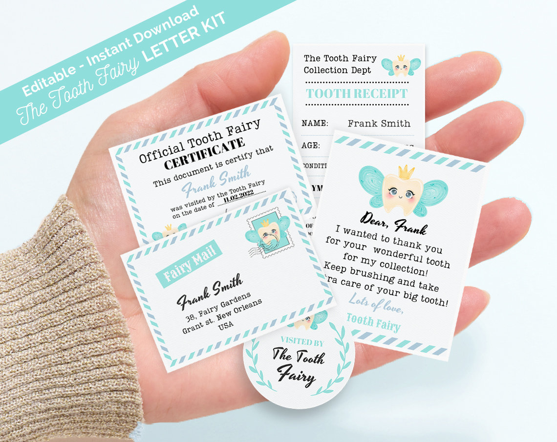 Printable Tiny Tooth Fairy Letter Kit for Boy Editable Mini | Etsy