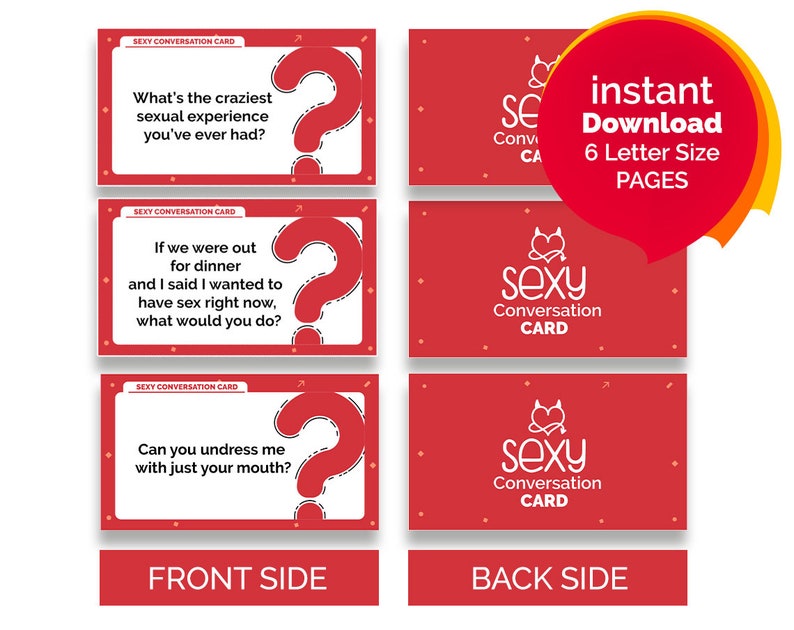 50 Sexy Conversation Starter Cards, Couple Intimacy Game (digital
