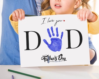 Printable Handprint Art for Father’s Day Gift, DAD Handprint Art Craft Keepsake, Toddler Father's Day Gift, Father Gift from Son or Daughter
