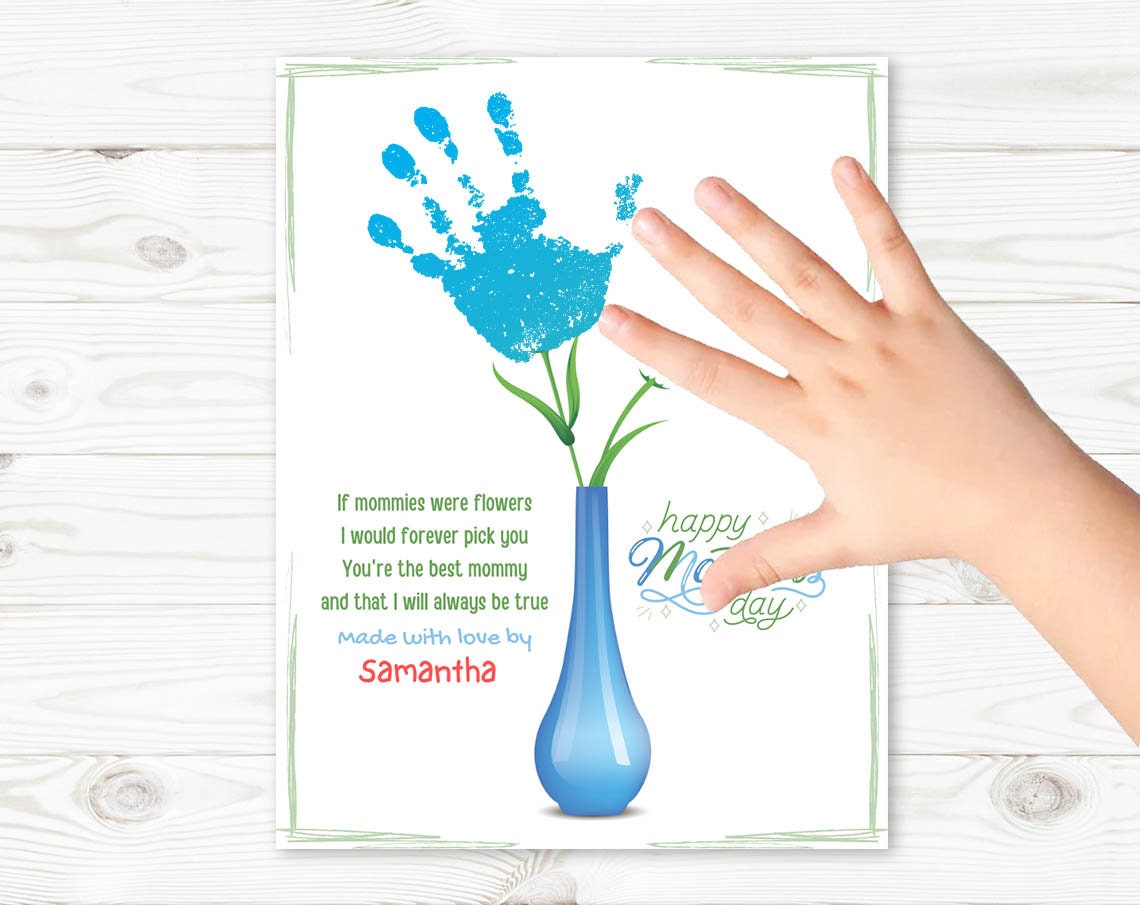 Printable Handprint Crafts for Mother's Day Gift, Editable Handprint ...