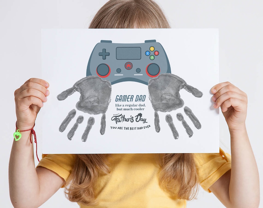 Gamer Dad Printable Handprint Art, Happy Father's Day Handprint Craft ...