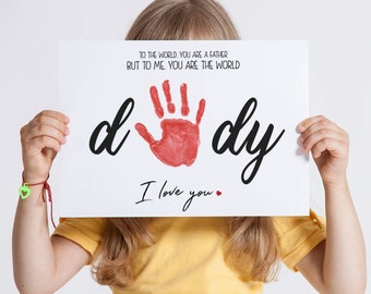 Printable Keepsake Handprint Gift for Daddy, Father's Day Gift from Son or Daughter, Keepsake Gift from Kids, Toddler Preschool Art Craft