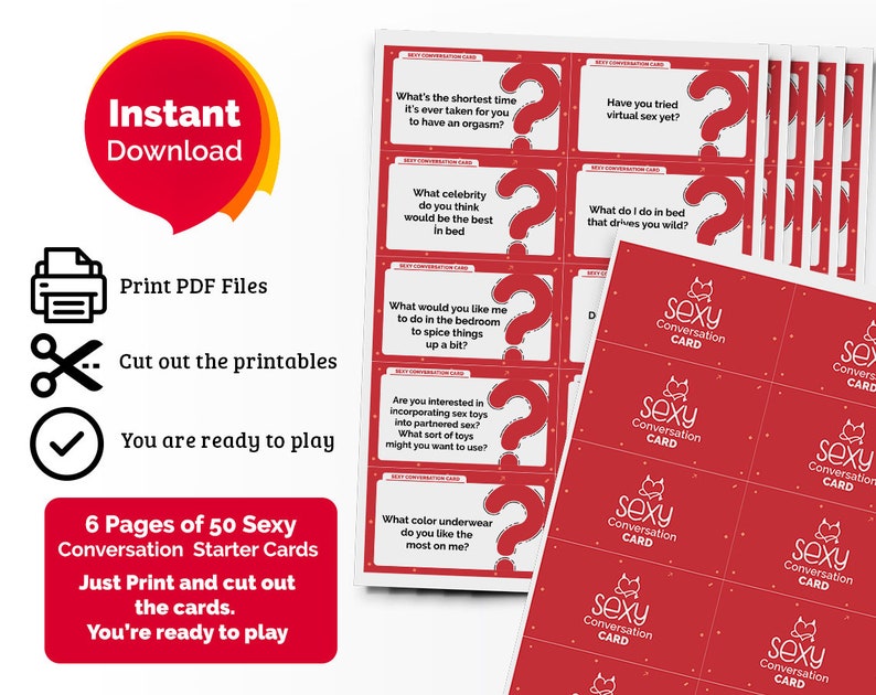 Printable Sexy Conversation Starters, Sexy Tinder Conversation Question