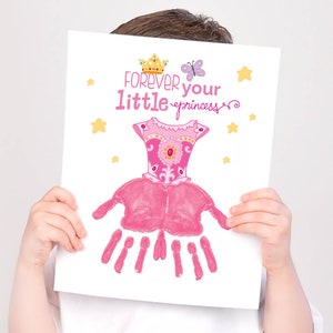 Imprimible la huella de la mano de su pequeña princesa para papá, regalo del día del padre de la hija, regalo para el día del padre de la niña, artesanía de memoria de recuerdo