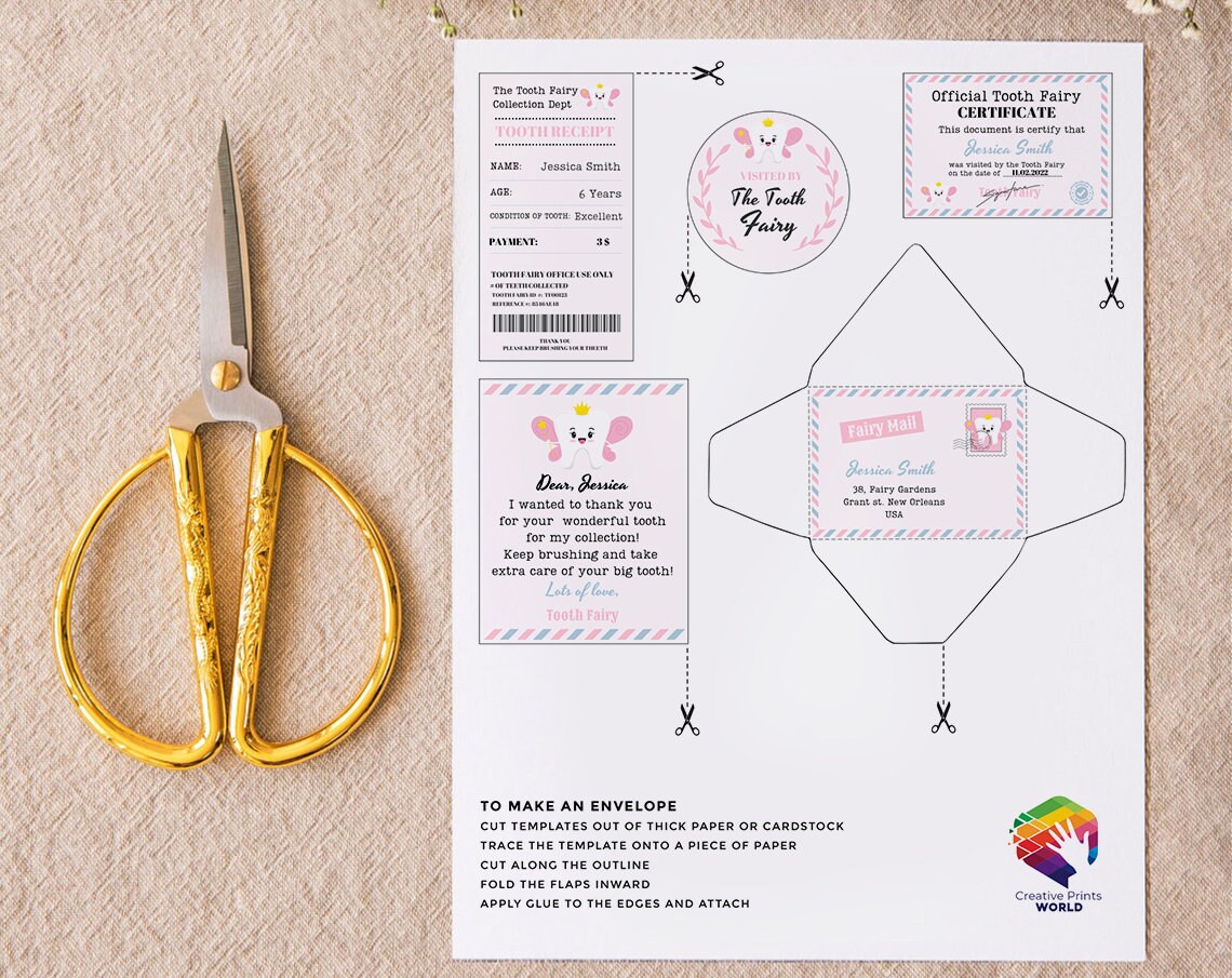 Editable Mini Tooth Fairy Letter Kit for Girl Instant - Etsy