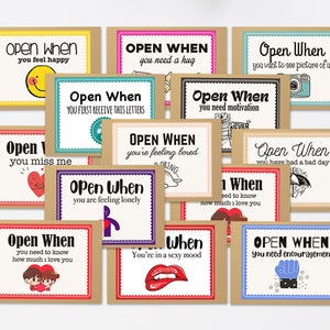 Afdrukbaar open wanneer brieven, 28 open wanneer enveloppen voor vriendin, digitale download lange afstand relatie cadeau voor vriend