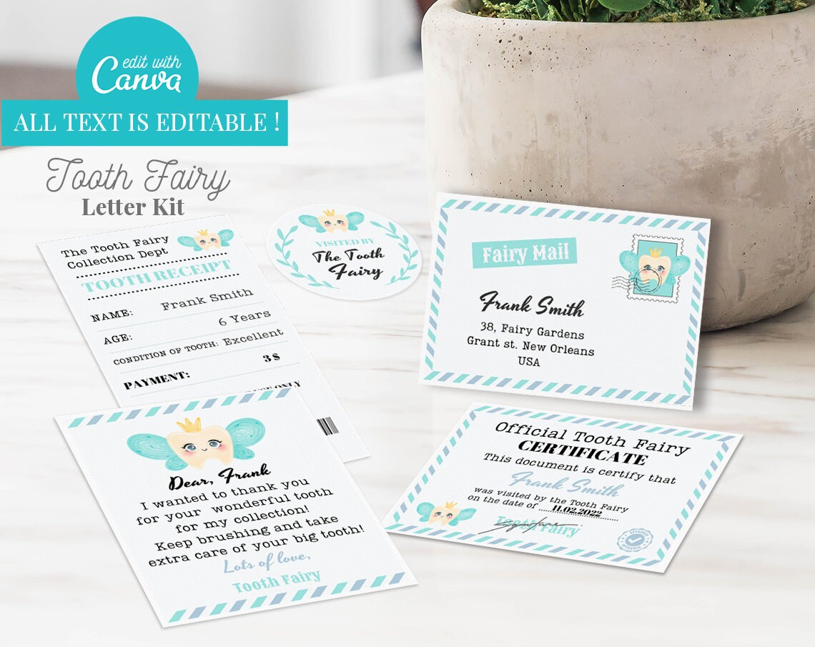 Printable Tiny Tooth Fairy Letter Kit for Boy Editable Mini | Etsy