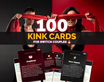 100 Kink Cards Sex Game for Couples, Printable Naughty Cards With 300 BDSM Erotic Tasks, 100 Erotic Challenges for Kinky Switch Couples.