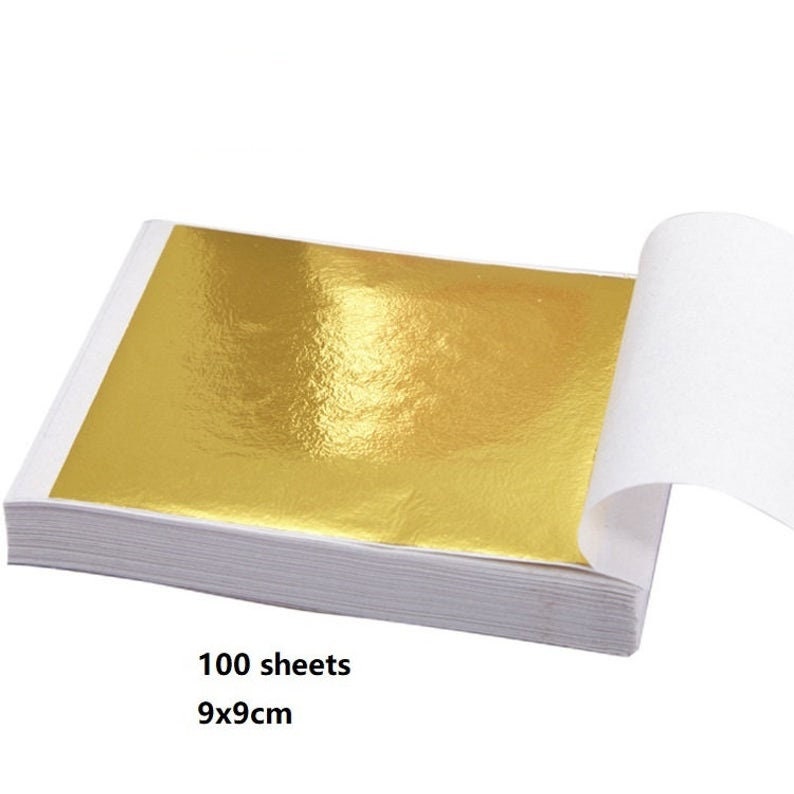 100 Sheets 9X9cm Gold leaf Sheet pure k gold foil sheets 9 x Etsy