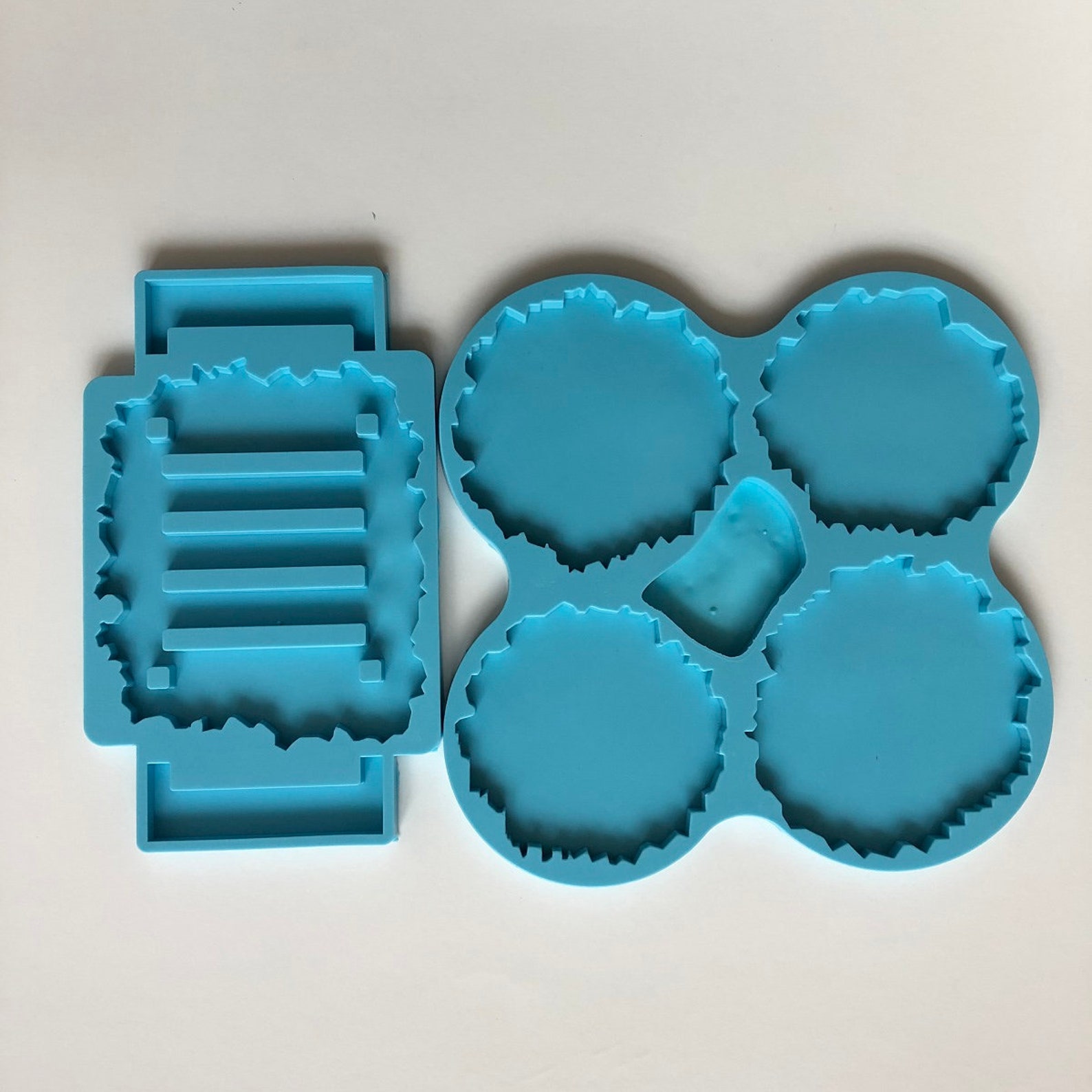 4 Coaster Mold Set GEODE COASTER MOLD Set with Holder Stand Etsy