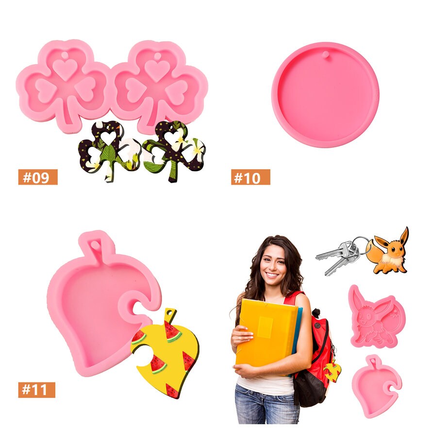 Resin keychain molds kit silicone keychain molds round mold Etsy