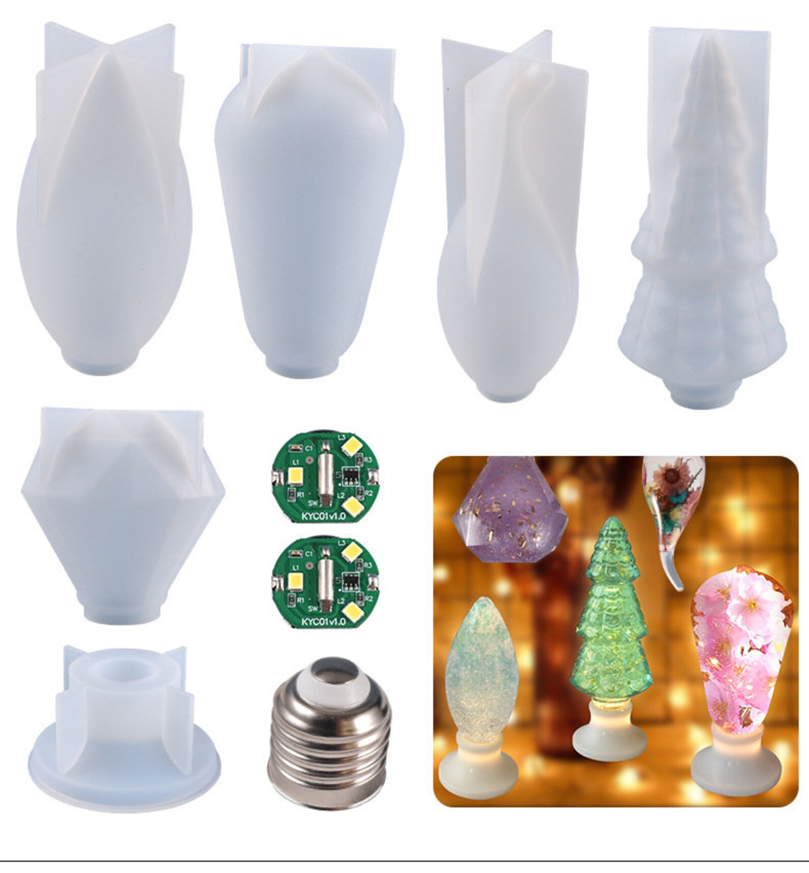DIY light bulb resin molds LED light bulb silicone mold lamp Etsy