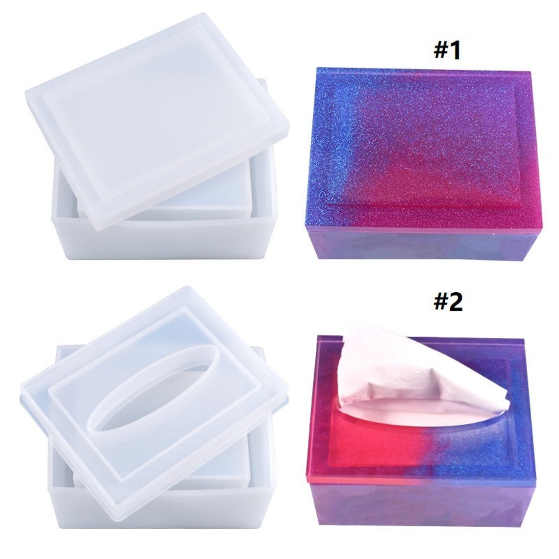 Napkin box silicone mold Square tissue box resin molds Etsy