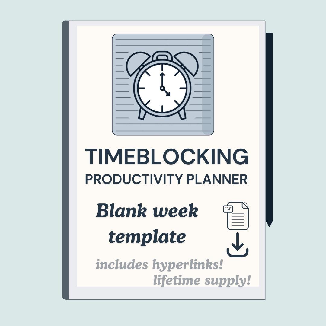 Time Blocking Productivity Planner Template for Remarkable 2 / iPad